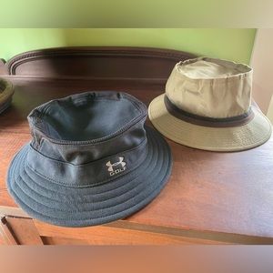 Lot of two barely worn men’s XL golf / bucket hats by Under Armour and Broner.